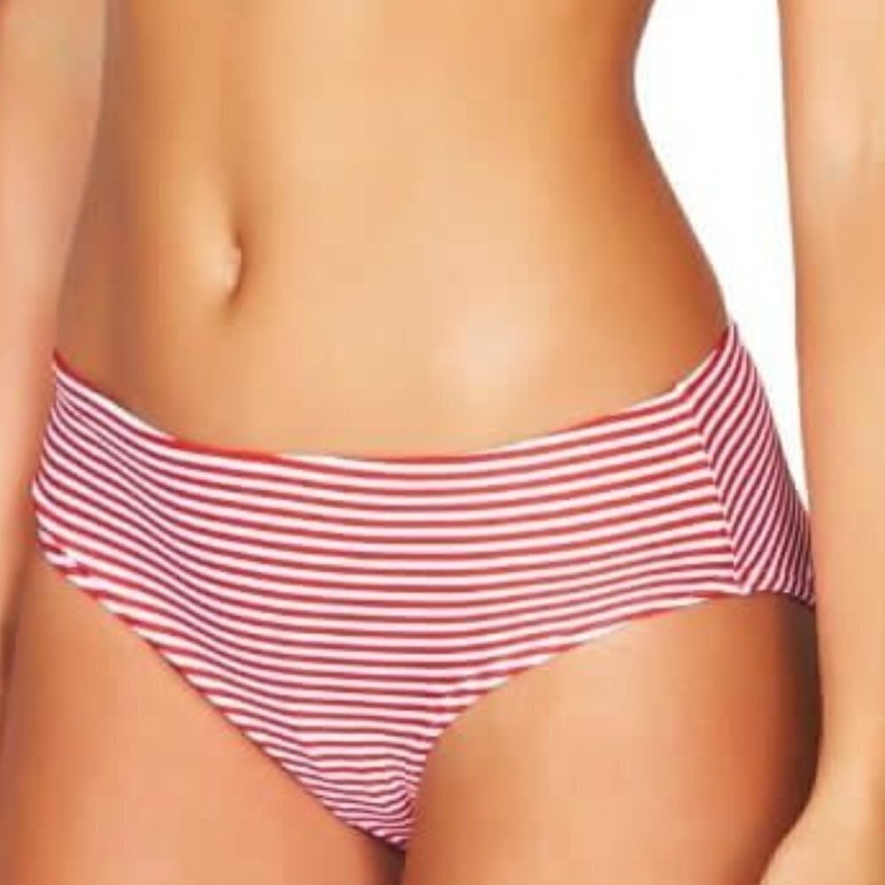 Sea Level Australia Sorrento Stripe red white mid rise bikini swim bottom new 6
